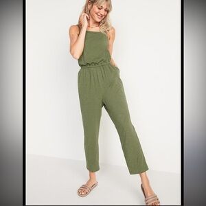 Old Navy Olive Green Waist Defined Jumpsuit